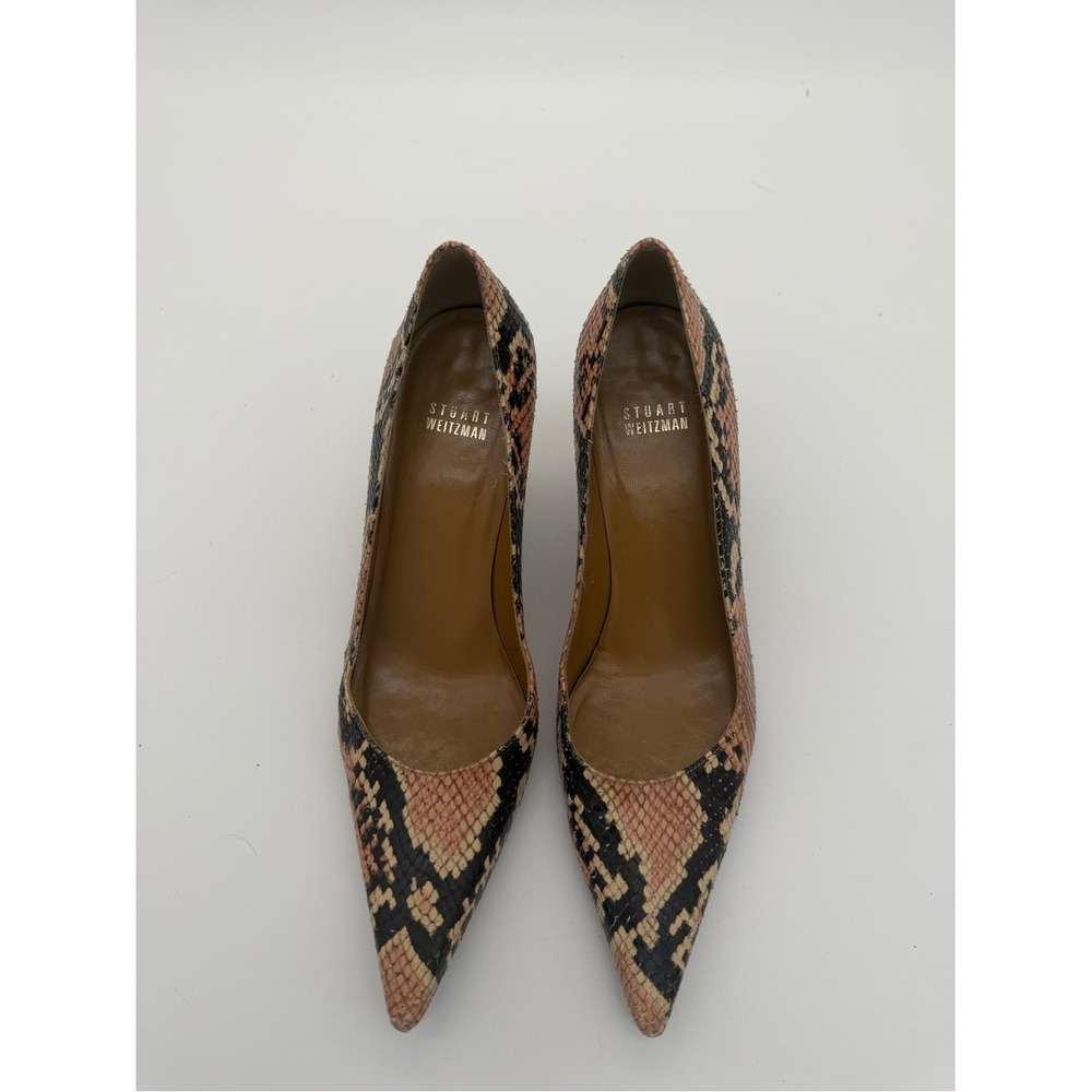 Stuart Weitzman Pink Snake-Print Pointed Toe Pumps size‎ 8